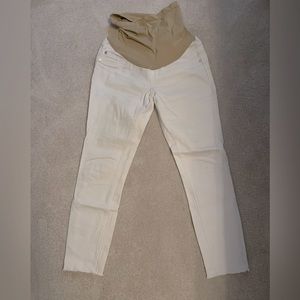 White ankle length maternity jeans